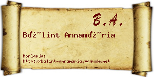 Bálint Annamária névjegykártya